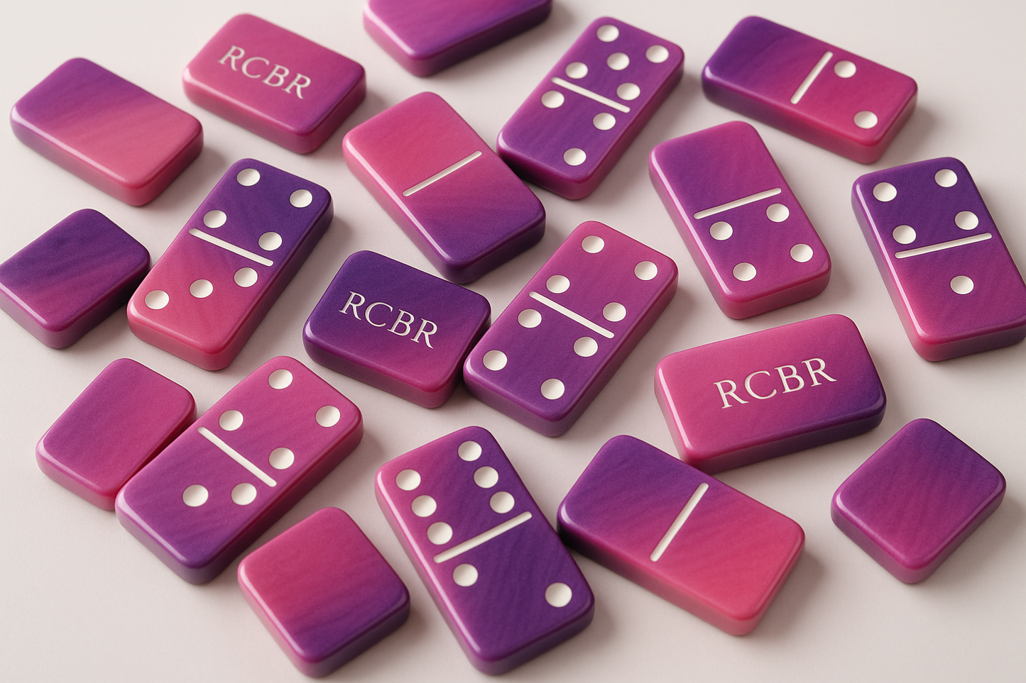 pink and purple custom made domino set with RCBR on the back no box