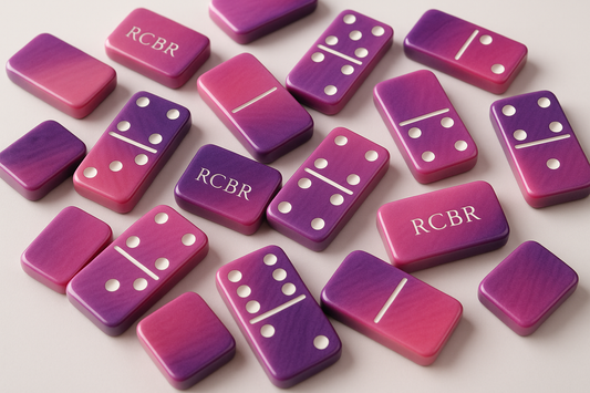 pink and purple custom made domino set with RCBR on the back  no box